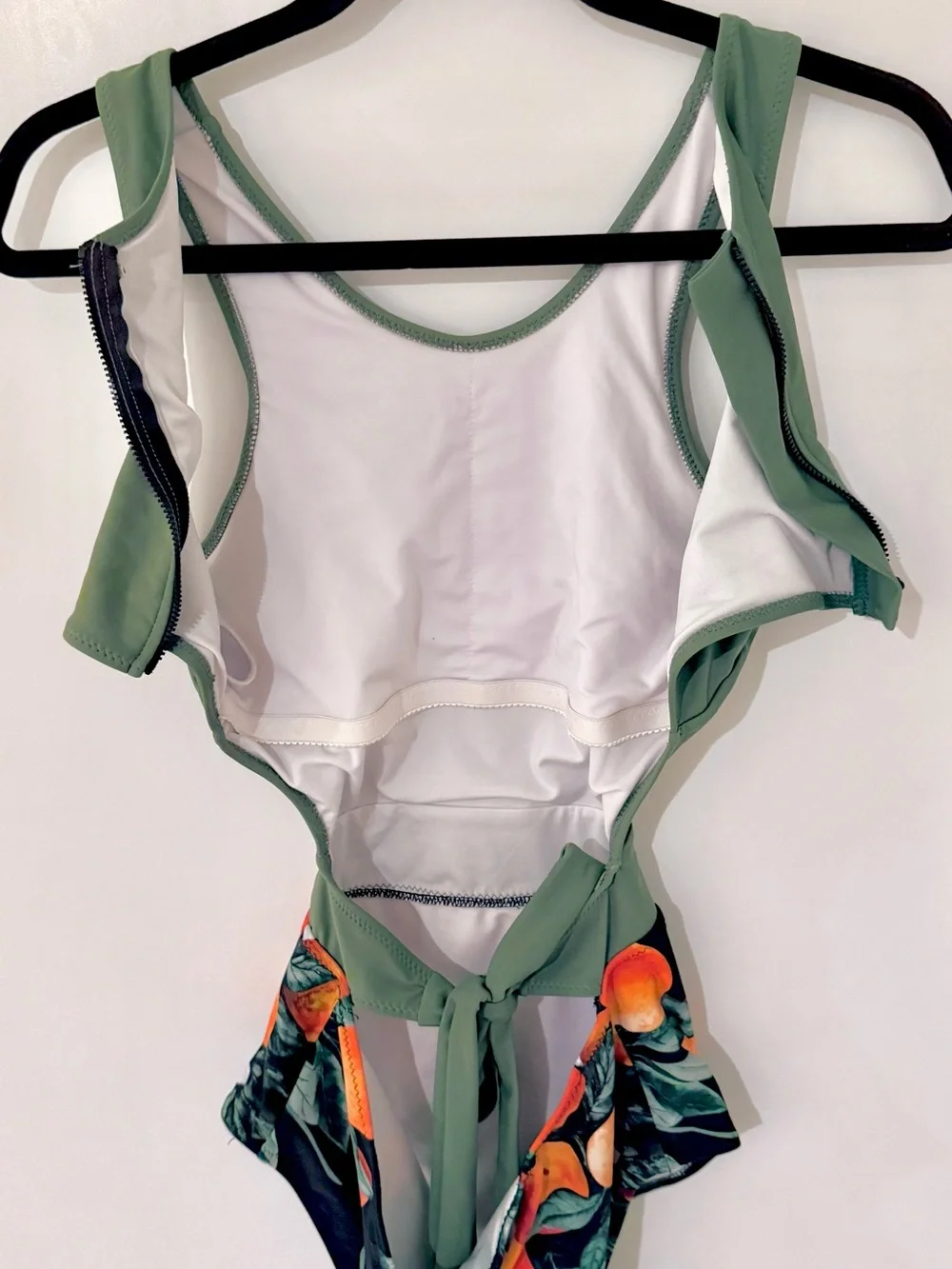 Cupshe Olive Green One-Piece with Orange Citrus Print